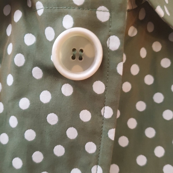 Akris Punto Green Polka Dot Cotton Snap Blazer Size US 10 - Picture 6 of 10